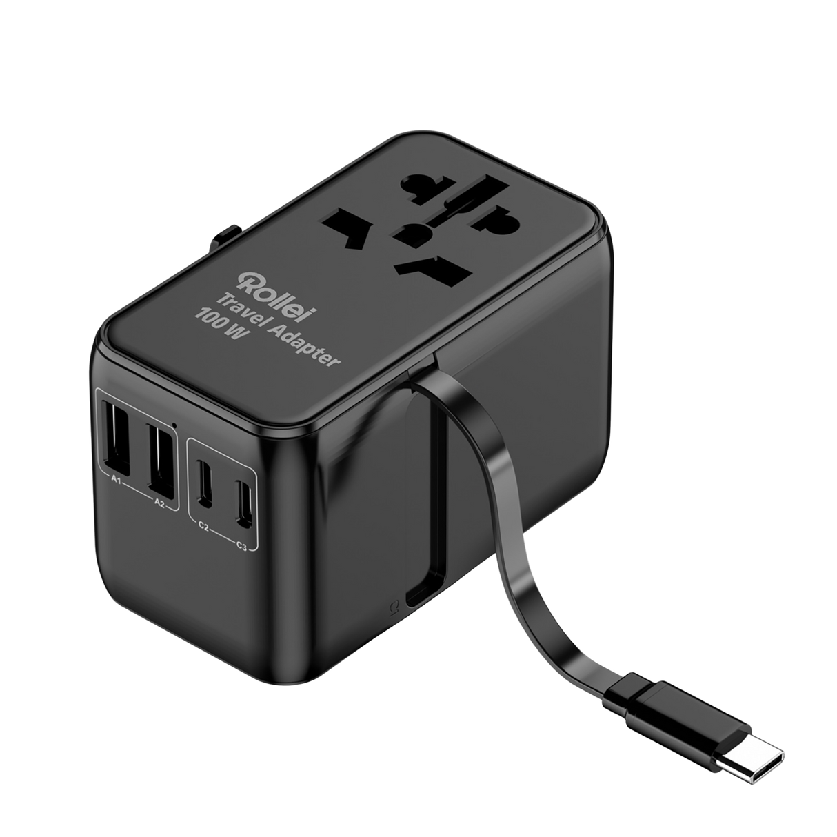 Travel adapter I 100 watt I with 3 USB-C & 2 USB A connections