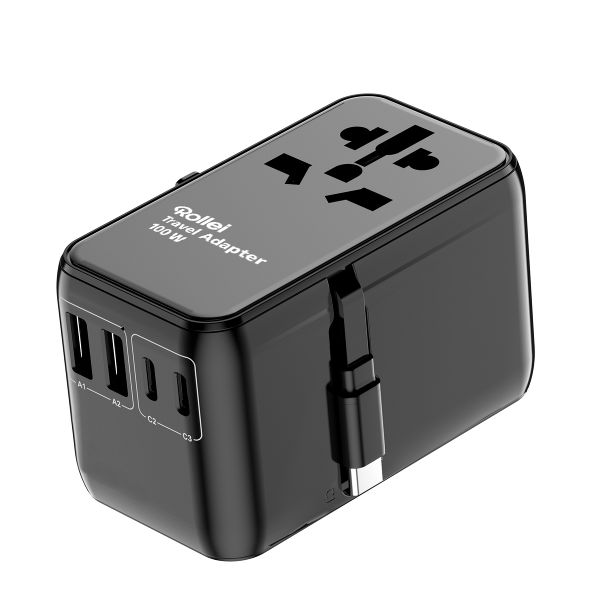 Travel adapter I 100 watt I with 3 USB-C & 2 USB A connections